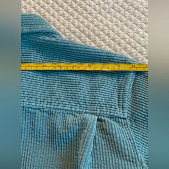 Vtg LL Bean Shirt Jacket Womens Sz 3XTeal Blue Corduroy Wide Wale Shacket Button - Picture 3 of 14